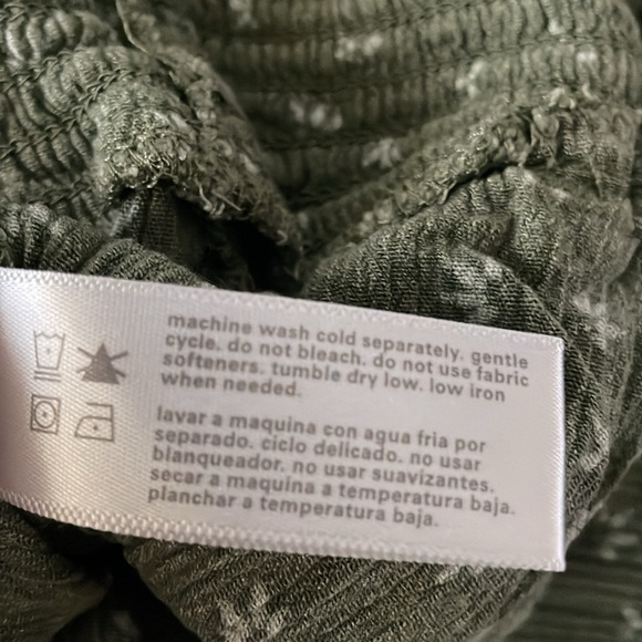 THREE DOTS Women's Green Pattern Printed Wide Leg Pull On Pant Size LARGE - Picture 4 of 11